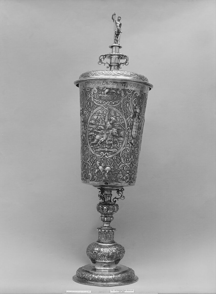 Cup with cover, Hans I Warnberger (1564–1628, master 1587), Silver gilt, German, Augsburg 