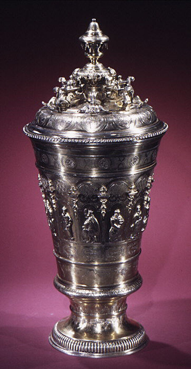 Cup with cover with Hebrew inscriptions, Joachim Michael Salecker (active 1723–52), Silver gilt, Austrian, Vienna