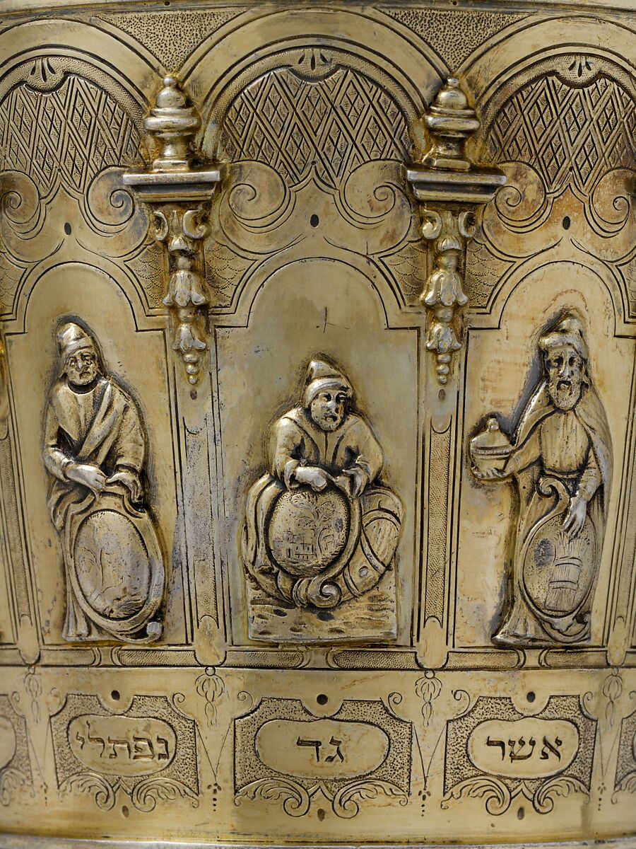 Cup with cover with Hebrew inscriptions, Joachim Michael Salecker (active 1723–52), Silver gilt, Austrian, Vienna