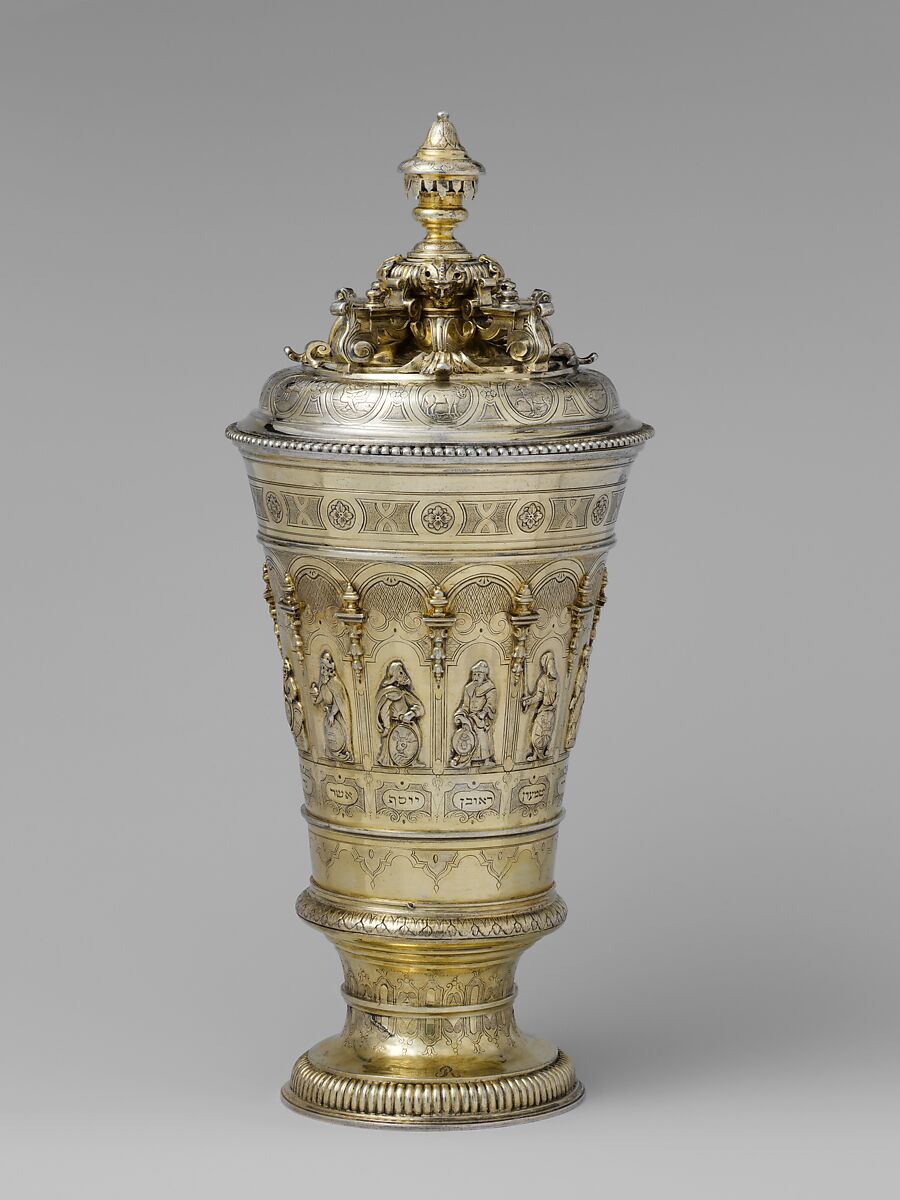 Cup with cover with Hebrew inscriptions, Joachim Michael Salecker (active 1723–52), Silver gilt, Austrian, Vienna 