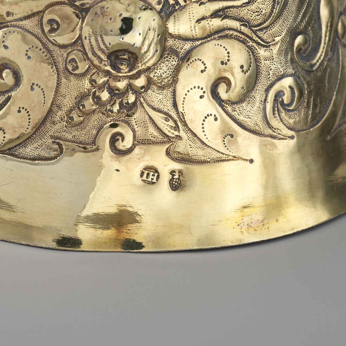 Wager cup (Jungfrauenbecher), Hieronymus Imhof (master 1620, died 1635), Silver, partly gilt, cold-painted enamel, German, Augsburg