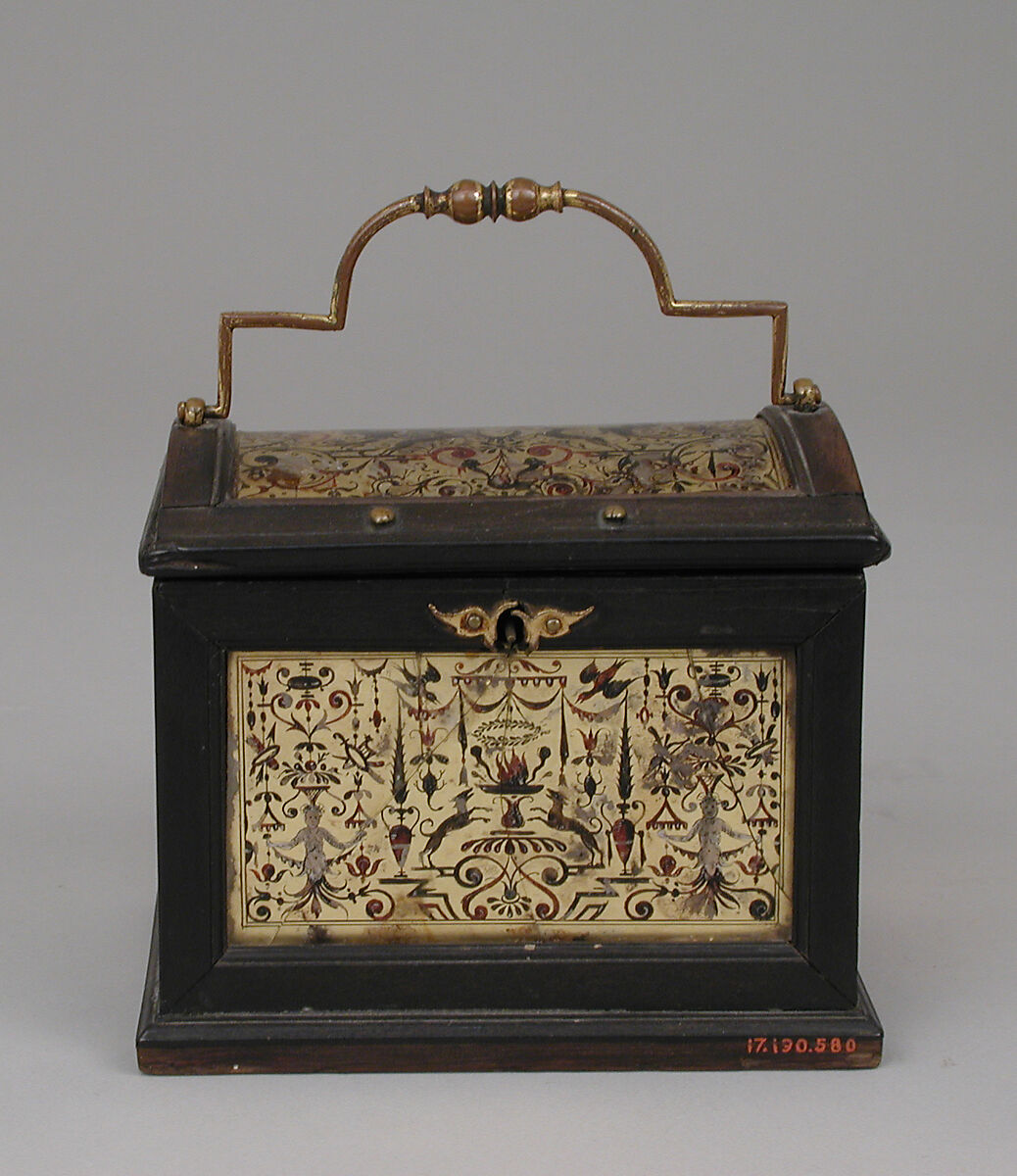 Casket, Verre églomisé, wood, metal gilt, German, Nuremberg