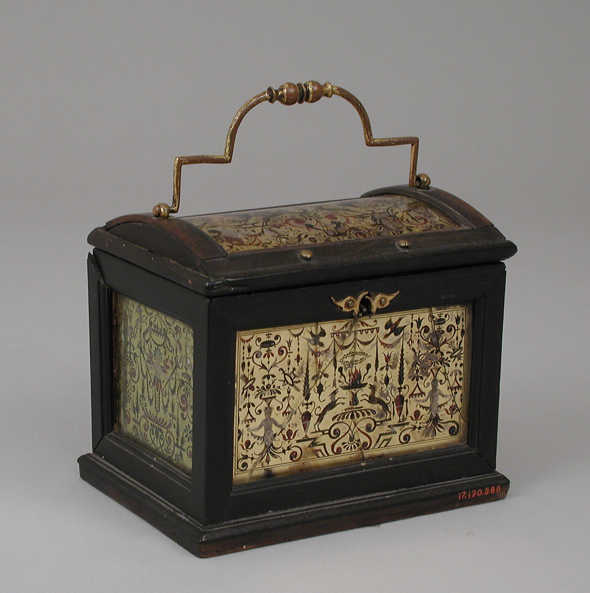 Casket, Verre églomisé, wood, metal gilt, German, Nuremberg 