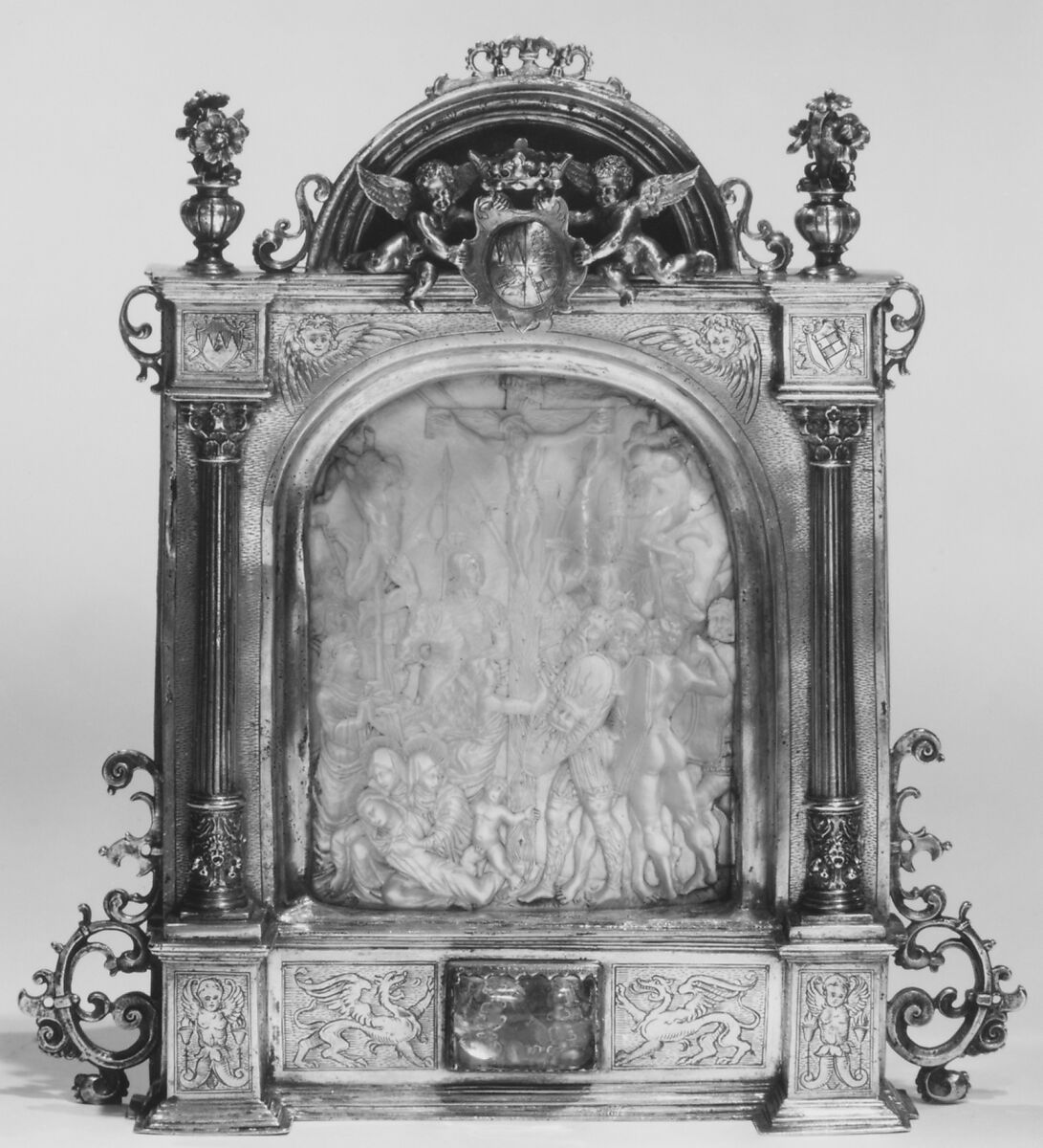 Pax, Silver gilt, mother-of-pearl, German, Nuremberg