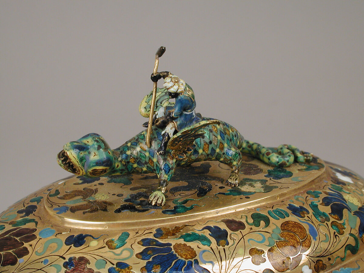 Cup with cover, Gold, enamel, Silesian jade, Bohemian, Prague