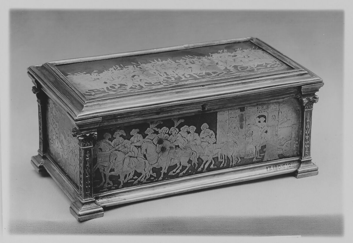 Casket, Copper gilt, silver, niello, German 