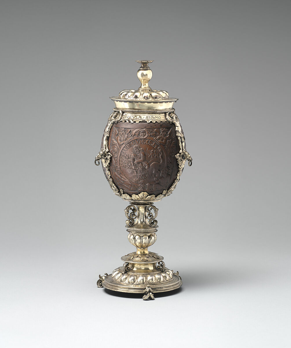 Cup with cover, Hans van Amsterdam (recorded 1535–65), Gilded silver, coconut shell, Dutch, 's-Hertogenbosch