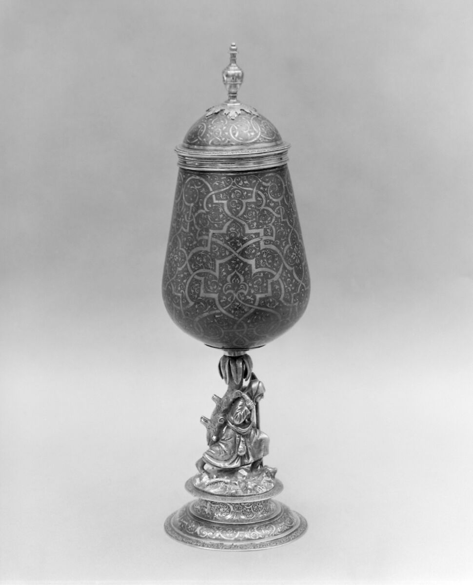 Cup with cover, Silver gilt, niello, German, Augsburg