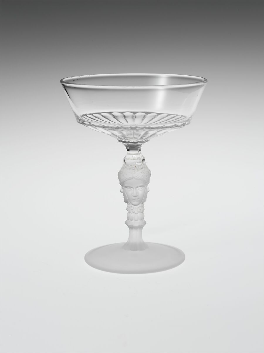 Champagne Glass, George Duncan and Sons (1874–1891), Pressed glass, American 