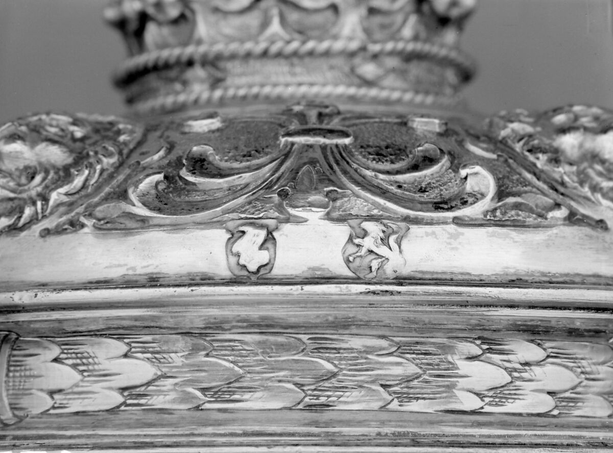 Cup with cover, Silver gilt, glass, German, Brunswick (Braunschweig) mounts with probably Southern Netherlandish glass