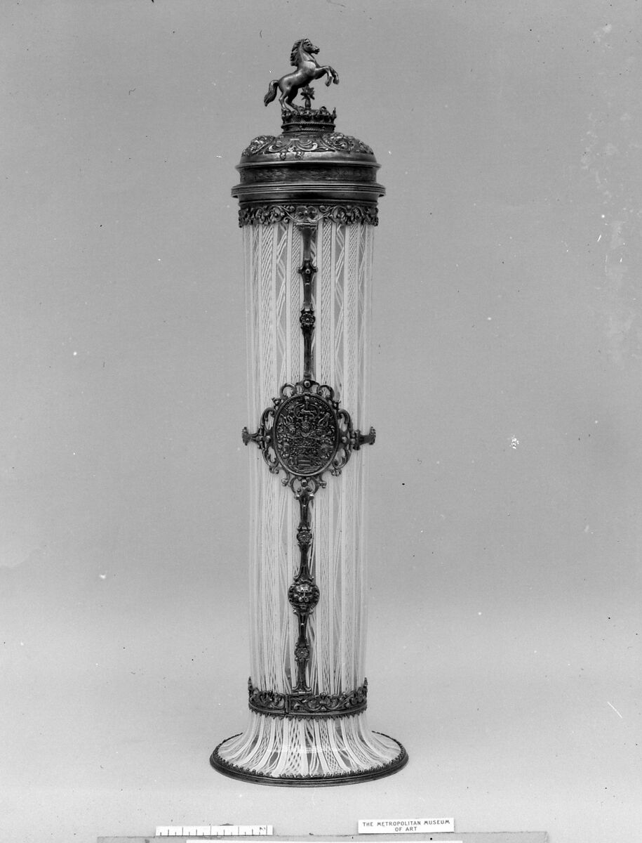 Cup with cover, Silver gilt, glass, German, Brunswick (Braunschweig) mounts with probably Southern Netherlandish glass