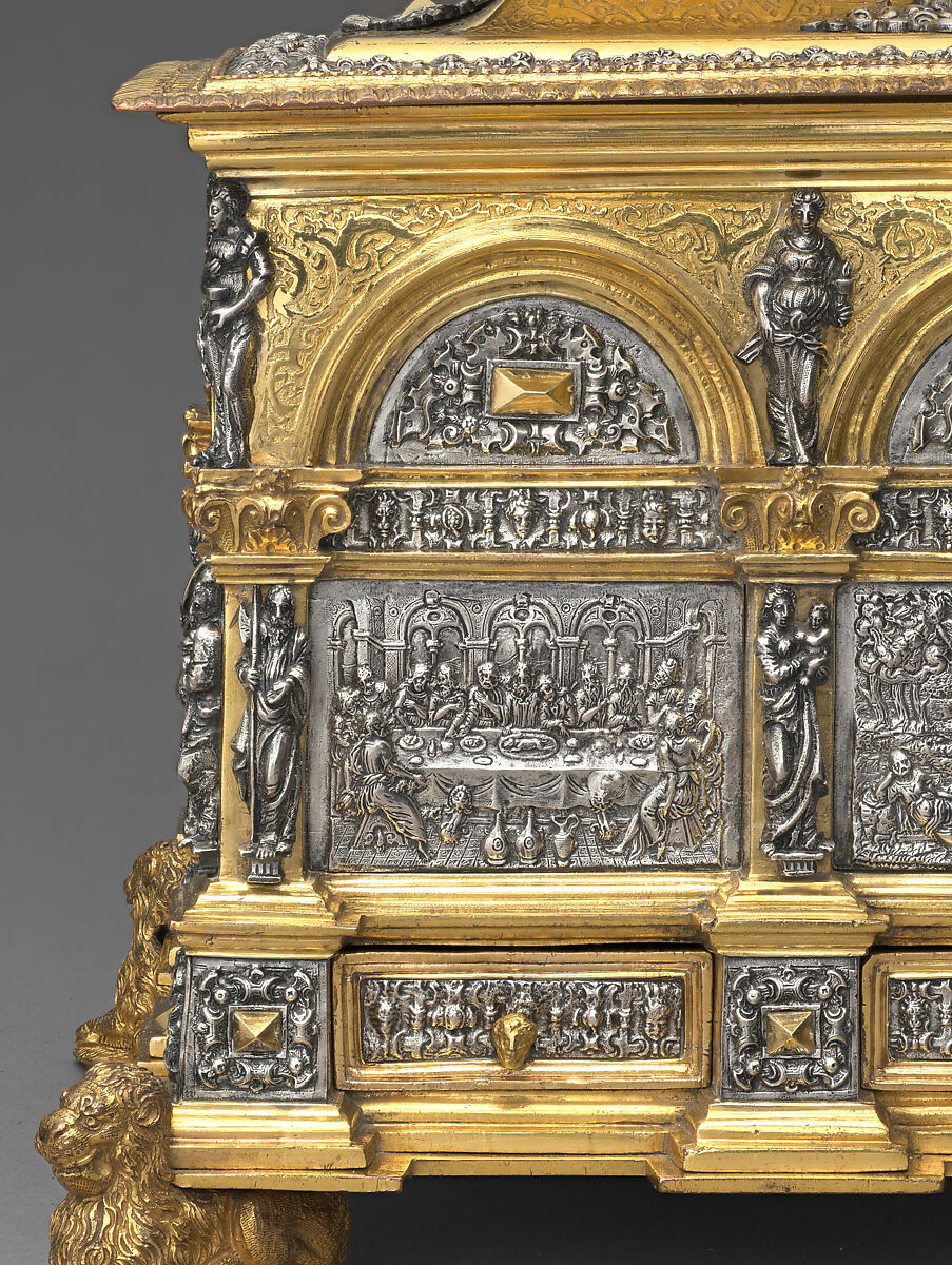 Casket, Probably workshop of Wenzel Jamnitzer (German, Vienna 1507/8–1585 Nuremberg), Gilded yellow metal, silver, German, possibly Hamburg