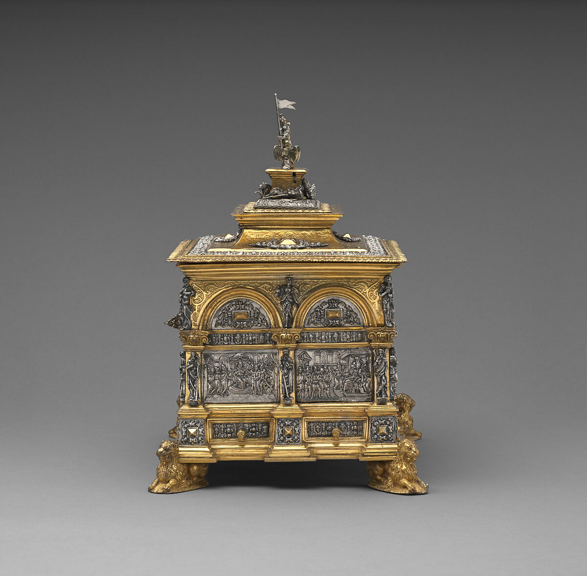 Casket, Probably workshop of Wenzel Jamnitzer (German, Vienna 1507/8–1585 Nuremberg), Gilded yellow metal, silver, German, possibly Hamburg