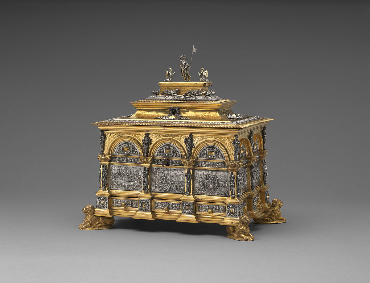 Casket, Probably workshop of Wenzel Jamnitzer (German, Vienna 1507/8–1585 Nuremberg), Gilded yellow metal, silver, German, possibly Hamburg