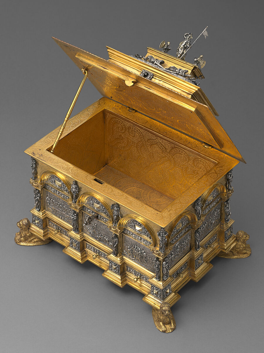 Casket, Probably workshop of Wenzel Jamnitzer (German, Vienna 1507/8–1585 Nuremberg), Gilded yellow metal, silver, German, possibly Hamburg