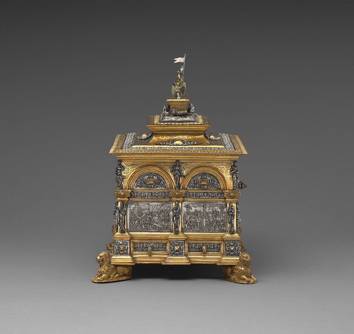 Casket, Probably workshop of Wenzel Jamnitzer (German, Vienna 1507/8–1585 Nuremberg), Gilded yellow metal, silver, German, possibly Hamburg