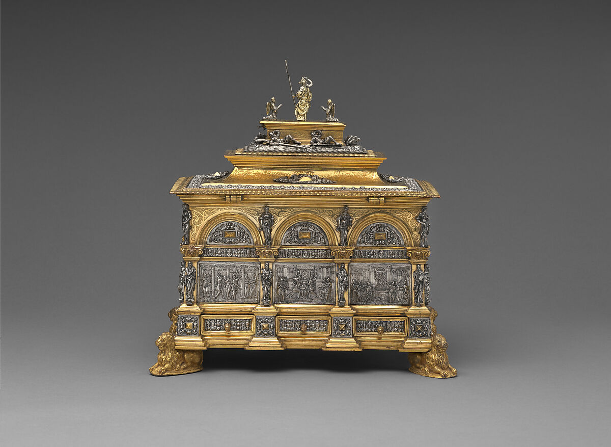 Casket, Probably workshop of Wenzel Jamnitzer (German, Vienna 1507/8–1585 Nuremberg), Gilded yellow metal, silver, German, possibly Hamburg