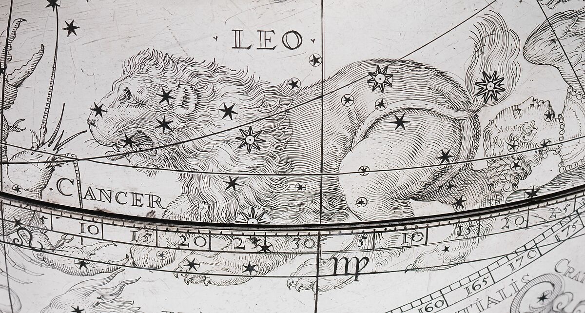 Celestial globe with clockwork, Gerhard Emmoser (German, active 1556–84), Case: partially gilded silver, gilded brass; movement: brass, steel, Austrian, Vienna