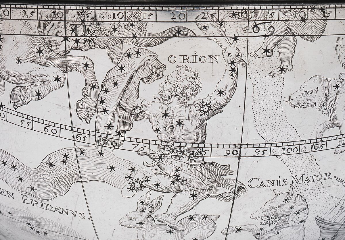 Celestial globe with clockwork, Gerhard Emmoser (German, active 1556–84), Case: partially gilded silver, gilded brass; movement: brass, steel, Austrian, Vienna