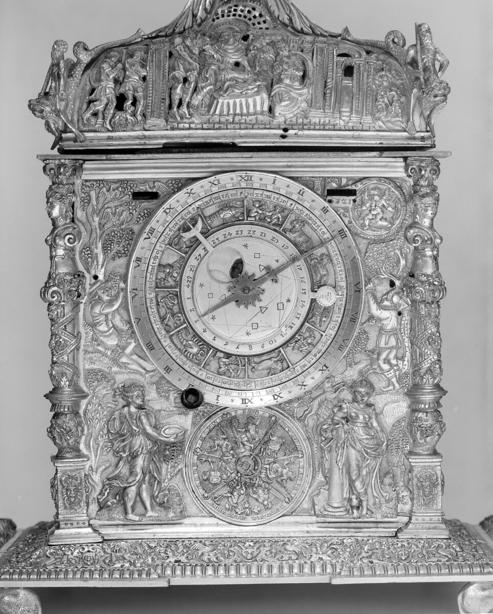 Clock, Case: gilt bronze; movement: iron, German, Augsburg