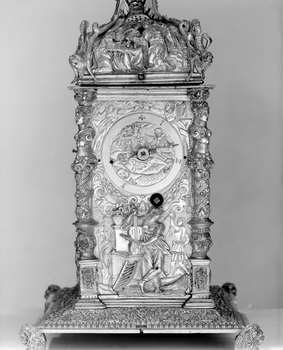 Clock, Case: gilt bronze; movement: iron, German, Augsburg
