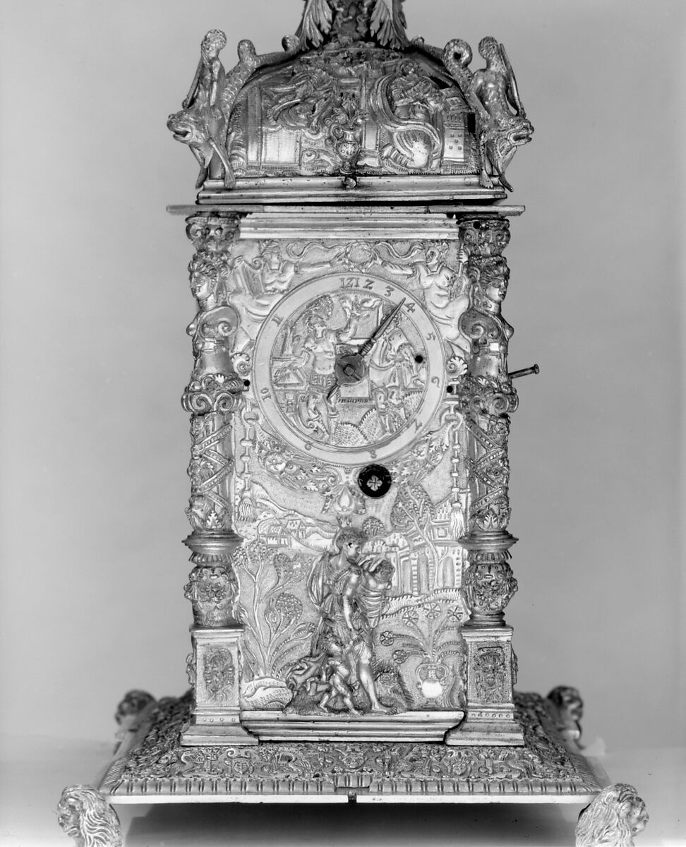 Clock, Case: gilt bronze; movement: iron, German, Augsburg