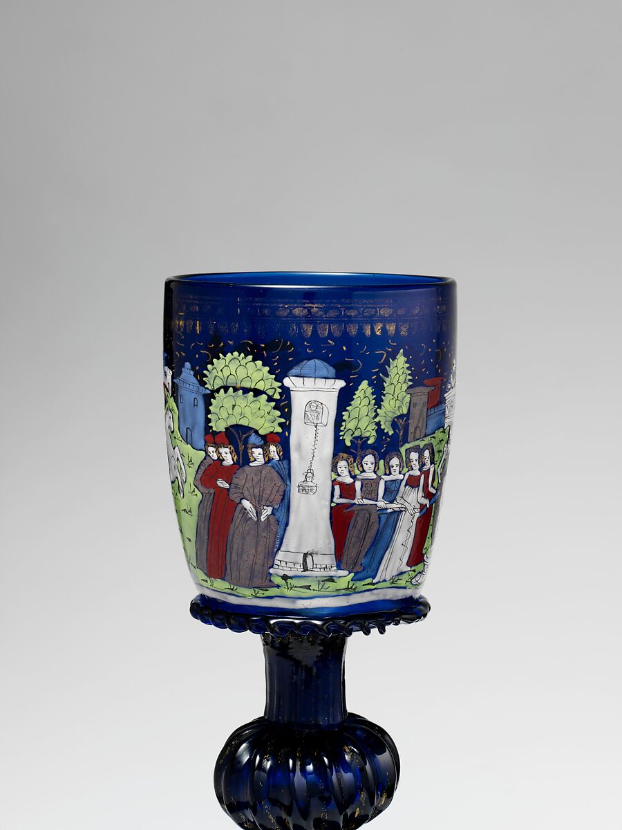 Goblet, Glass, enameled and gilded, Italian, Venice, Murano