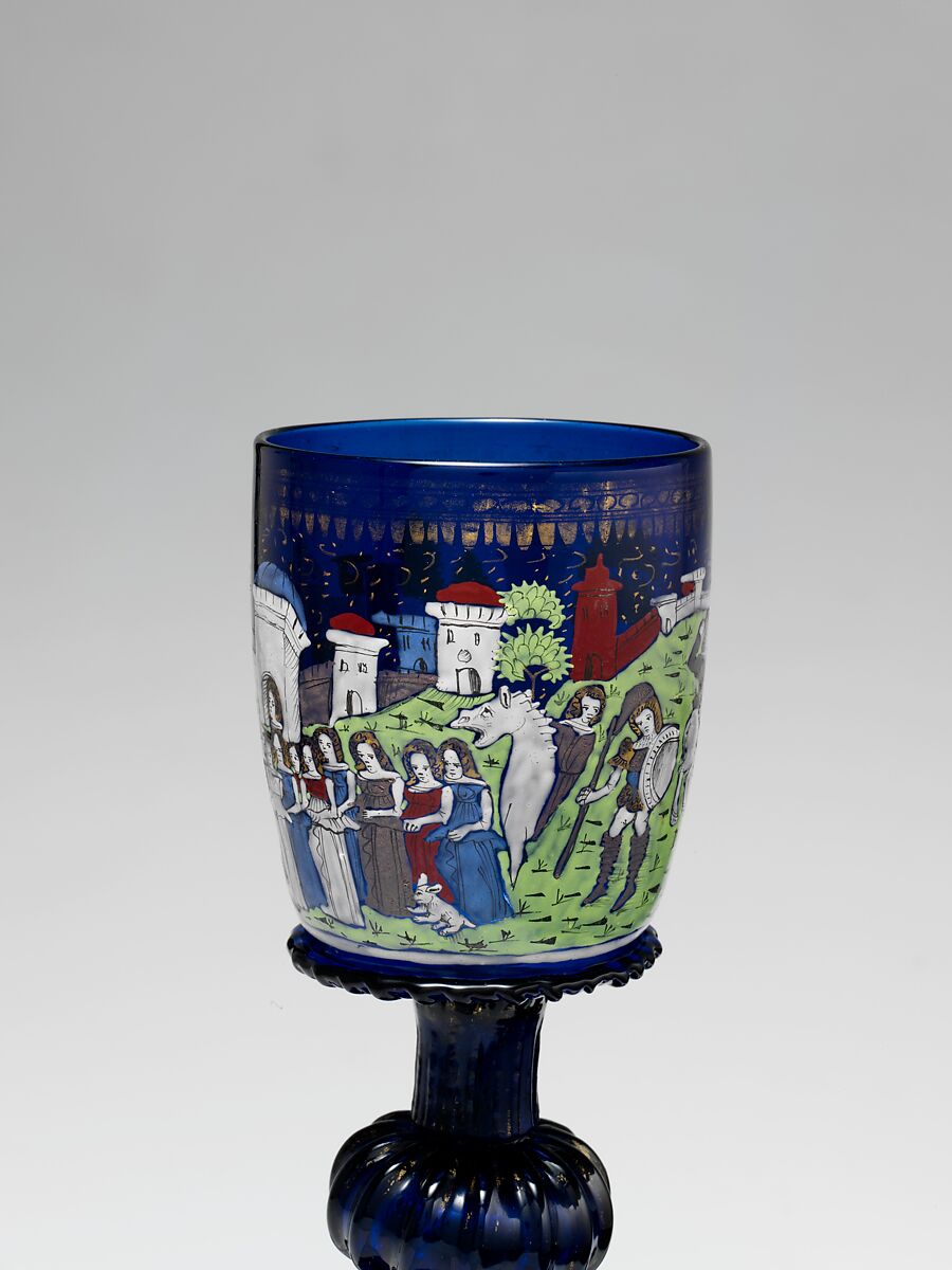 Goblet, Glass, enameled and gilded, Italian, Venice, Murano