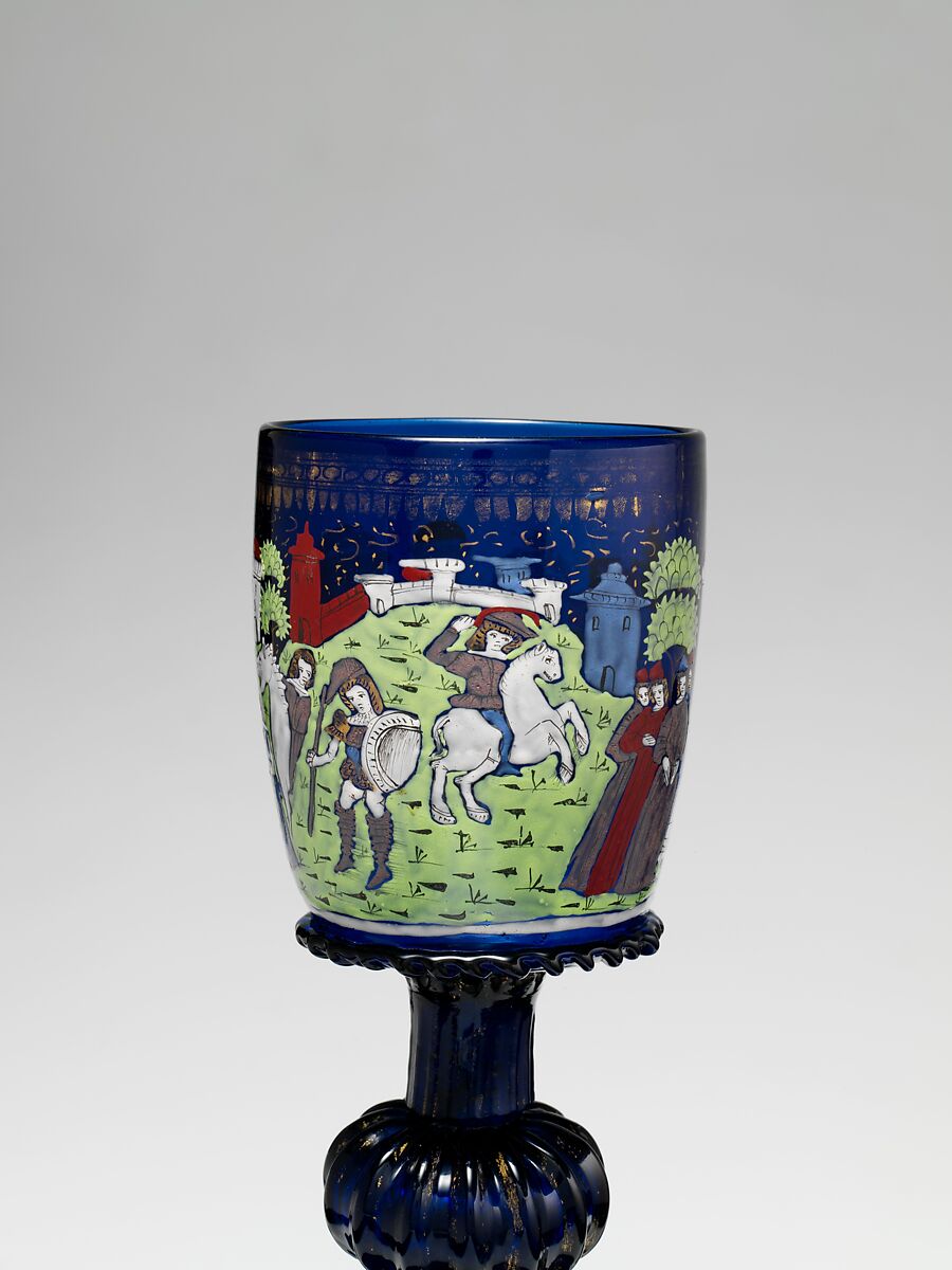 Goblet, Glass, enameled and gilded, Italian, Venice, Murano