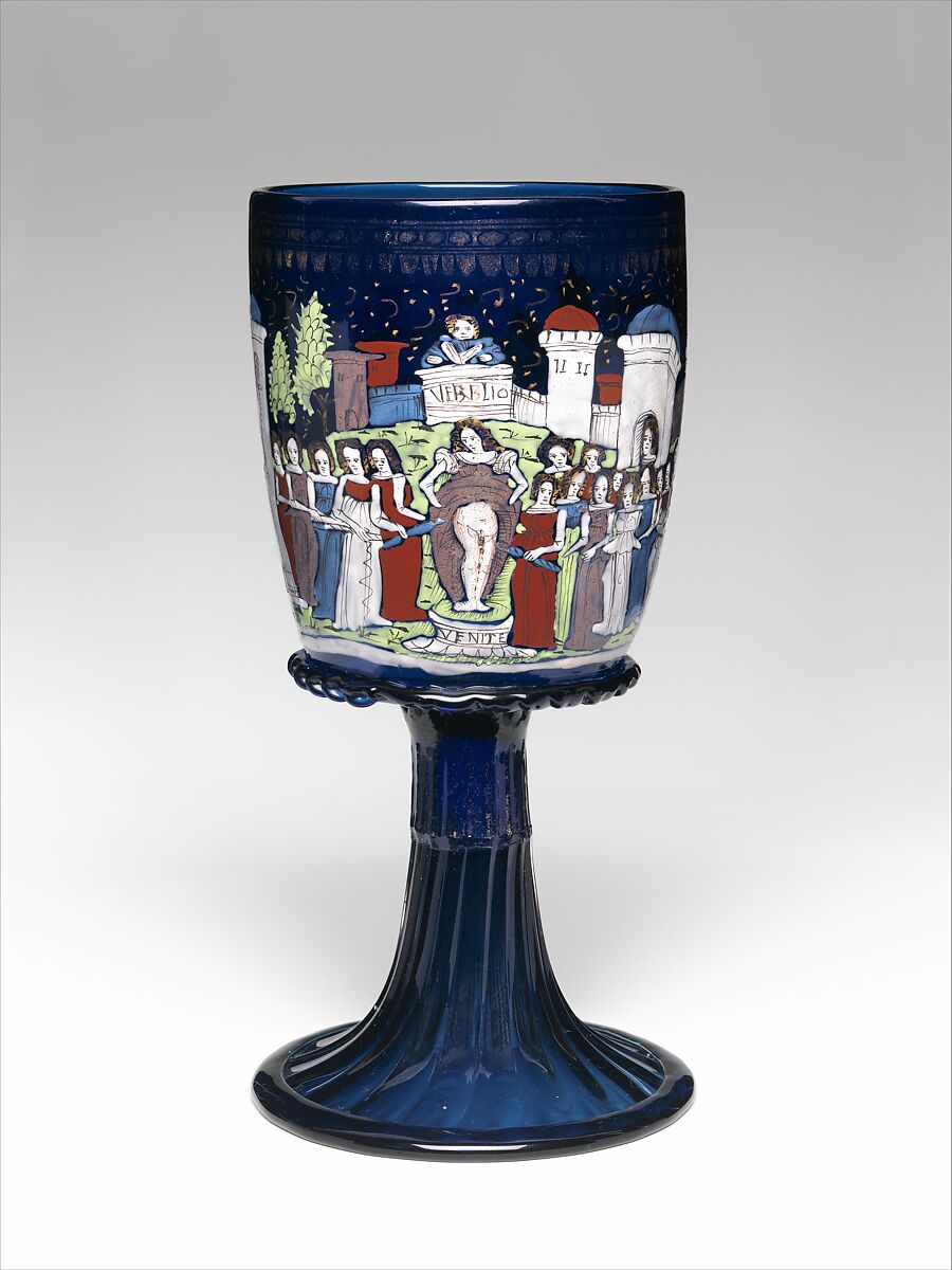 Goblet, Glass, enameled and gilded, Italian, Venice, Murano 