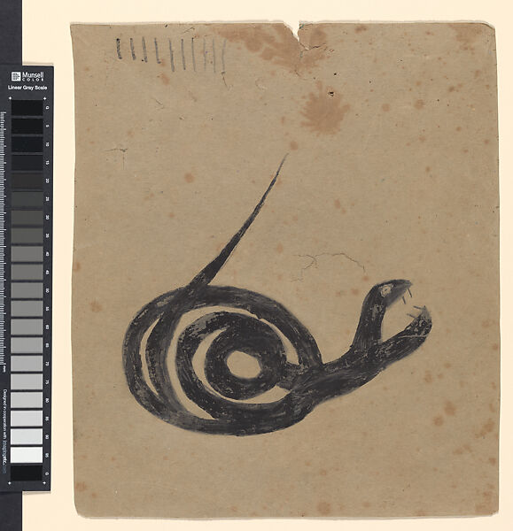 Snake, Bill Traylor (American, Benton, Alabama ca. 1853–1949 Montgomery, Alabama), Gouache and pencil on cardboard, American