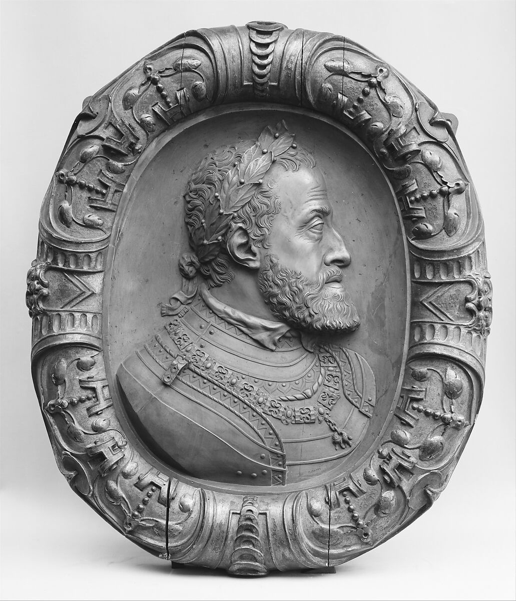 Emperor Charles V, After an original by Leone Leoni (Italian, Menaggio ca. 1509–1590 Milan), Honestone; gilt wood frame, Austrian 
