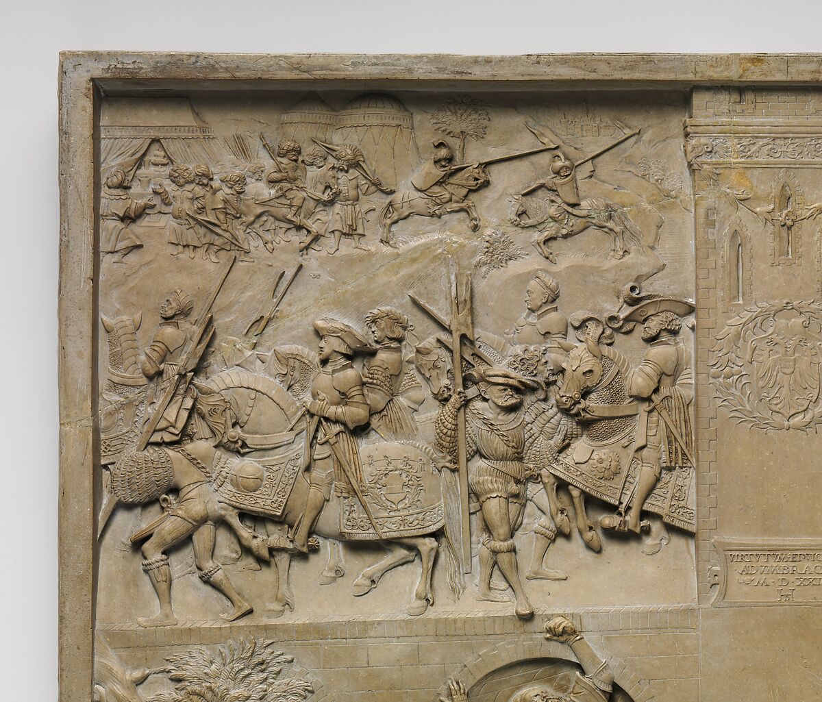 Allegory of Virtues and Vices at the Court of Charles V, Hans Daucher (German, Ulm ca. 1485–1538 Stuttgart), Honestone (Jurassic limestone), traces of gilding, German, probably Augsburg
