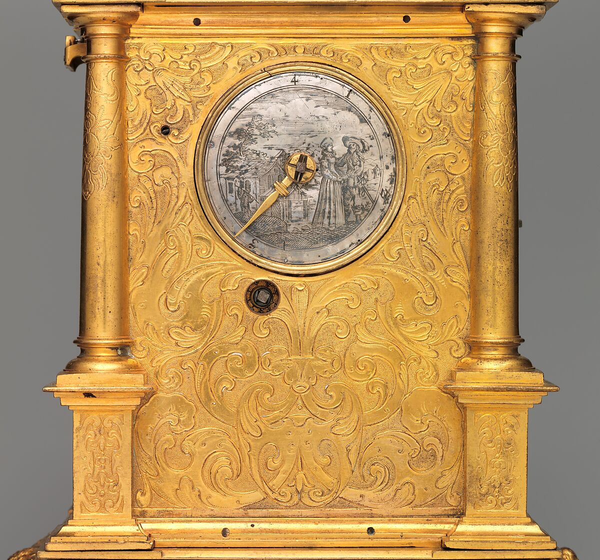 Astronomical table clock, Case: gilded brass and gilded copper; Dials: gilded brass and silver; Movement: brass, gilded brass, and steel, German, Augsburg