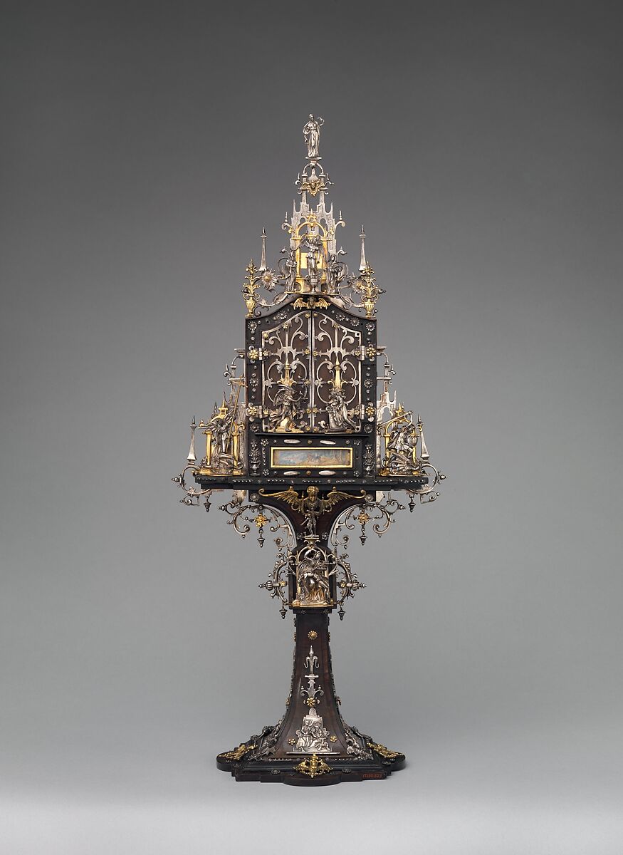 Shrine, Matthias Walbaum  German, Ebony, silver, gilded silver, gouache on parchment, German, Augsburg