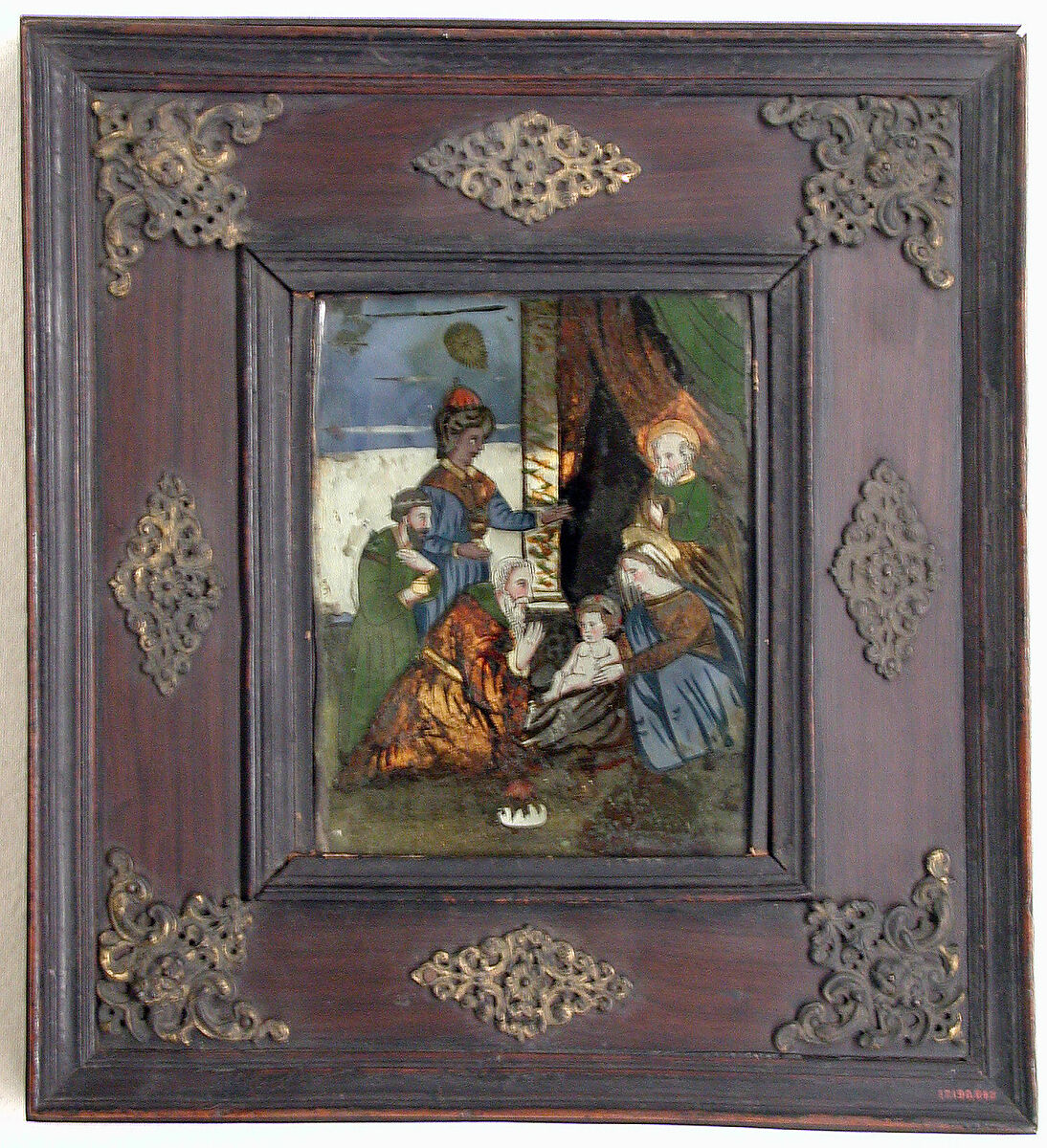 Adoration of the Magi, Verre églomisé, Italian 