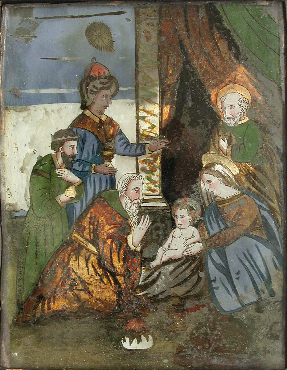 Adoration of the Magi, Verre églomisé, Italian