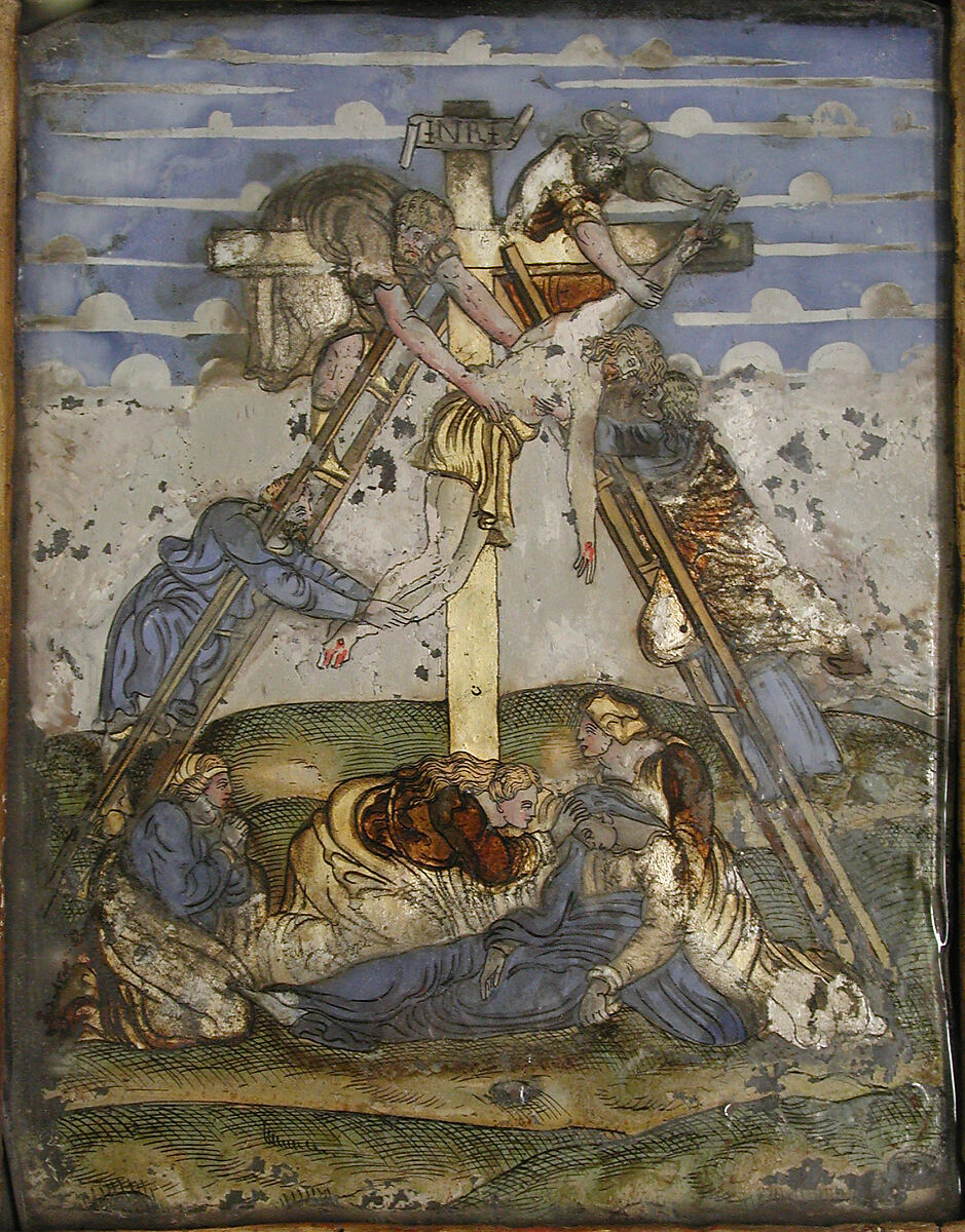 Descent from the Cross, Verre églomisé, probably Austrian, probably Tyrol
