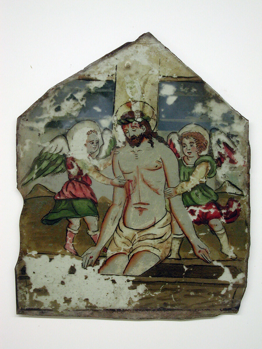 The Dead Christ in the Tomb, Verre églomisé, Italian 