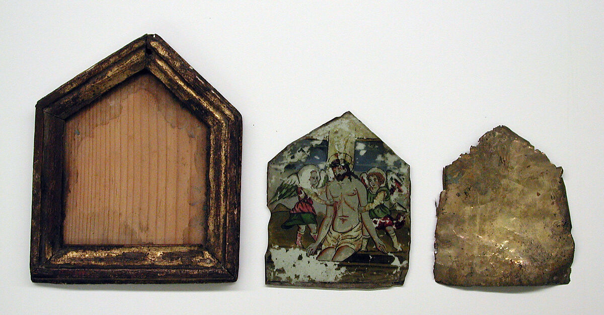 The Dead Christ in the Tomb, Verre églomisé, Italian
