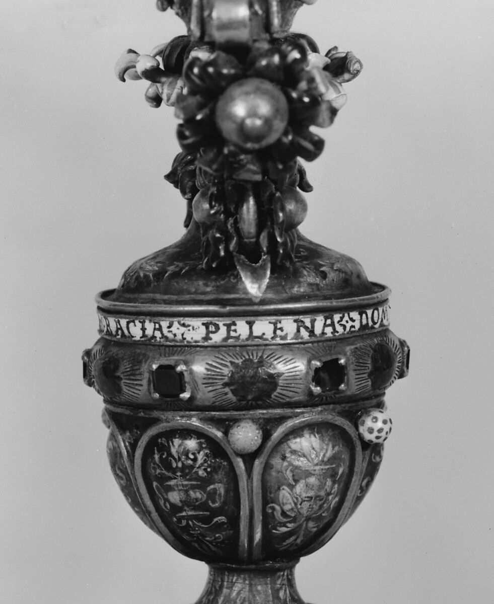 Crucifixion, Basse-taille and painted enamel on silver; enamel en ronde bosse on silver; silver gilt; rubies; pearls, Italian, Lombardy, probably Milan