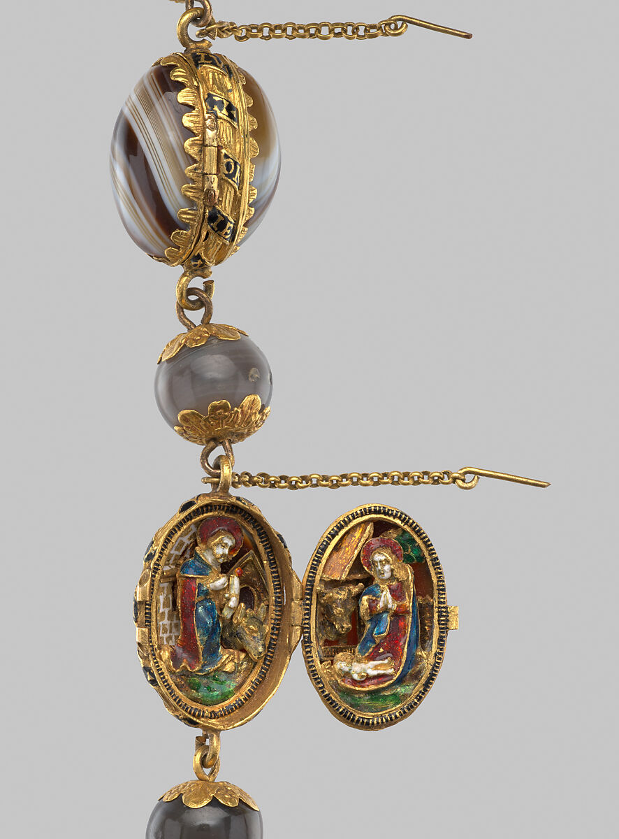 Rosary, Onyx, gold, enamel, European