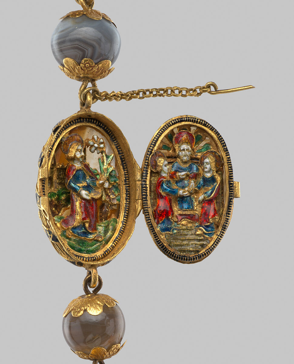 Rosary, Onyx, gold, enamel, European