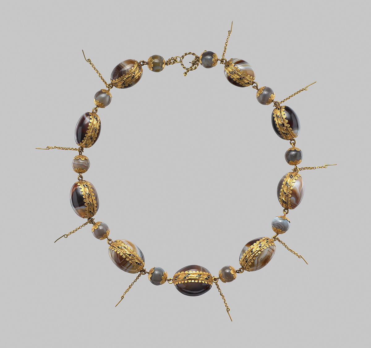 Rosary, Onyx, gold, enamel, European