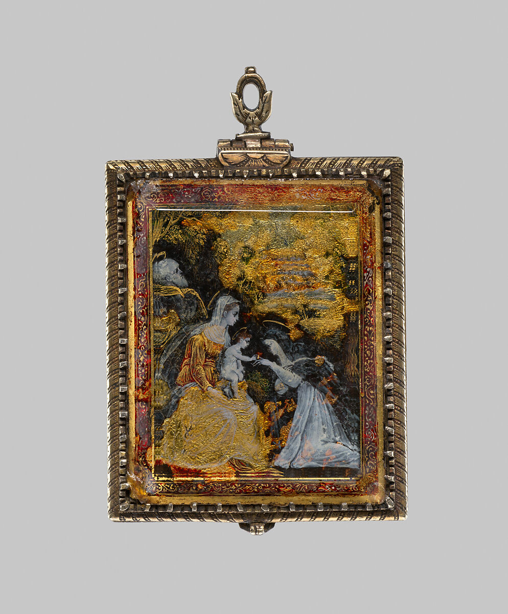 Pendant, Gold, reverse-painted; rock crystal, Northern Italian, Lombardy