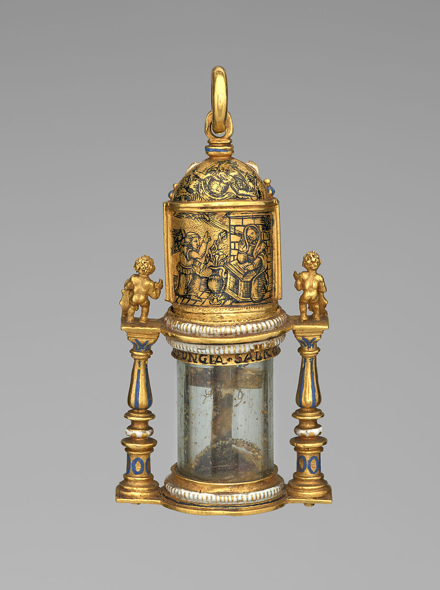 Reliquary, Gold, rock crystal, enamel, Spanish