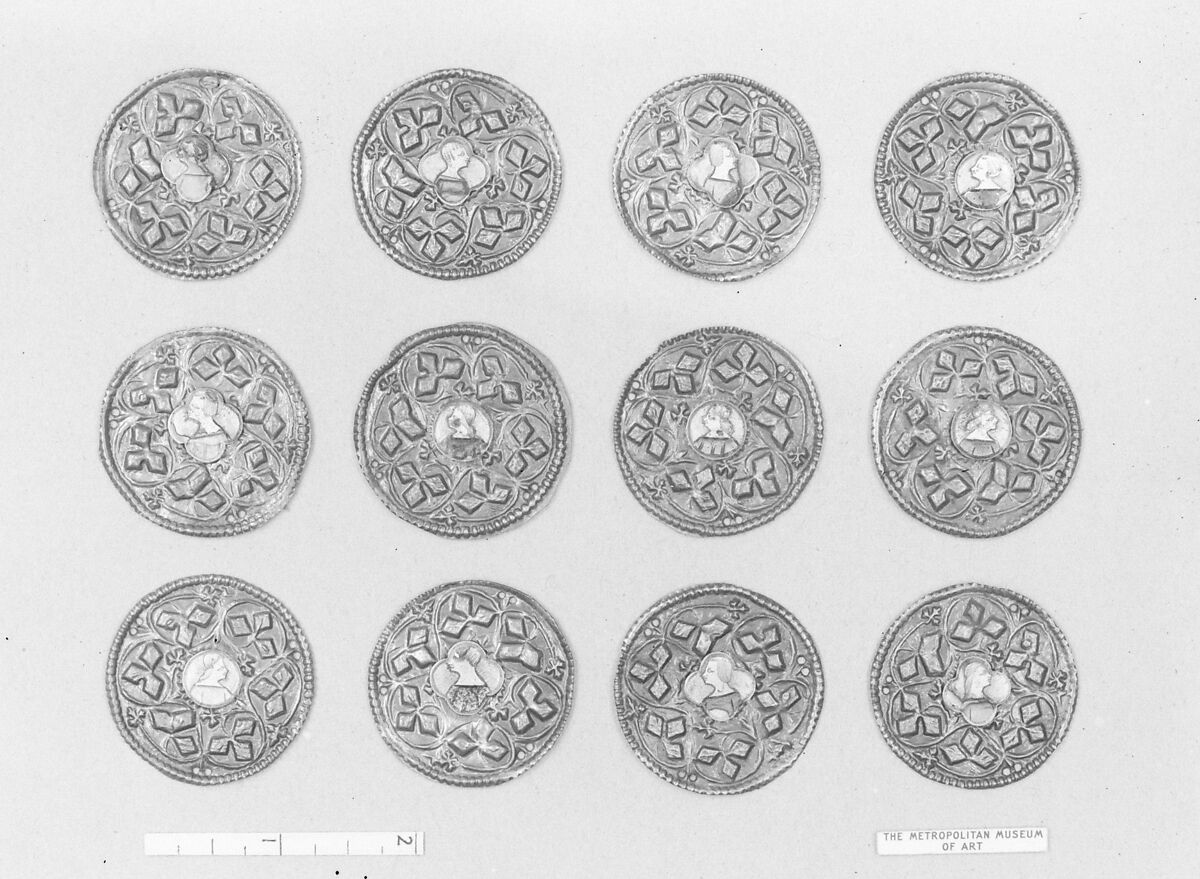 36 Medallions, Silver gilt and basse-taille enamel on silver, Italian, probably Siena 