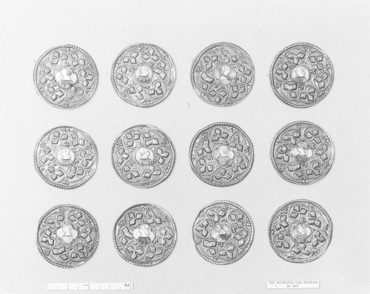 36 Medallions, Silver gilt and basse-taille enamel on silver, Italian, probably Siena