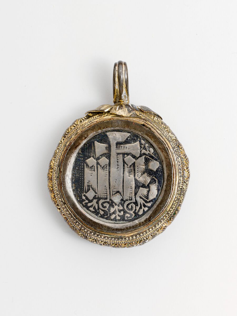 Pendant (one of a pair), Silver, niello, and gilt silver, probably Northern Italian