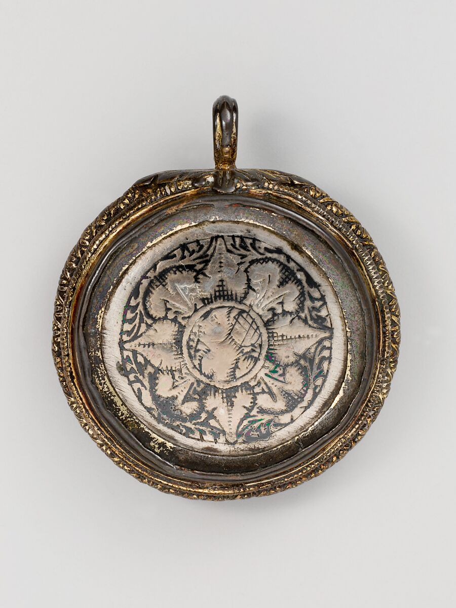 Pendant (one of a pair), Silver, niello, and gilt silver, probably Northern Italian